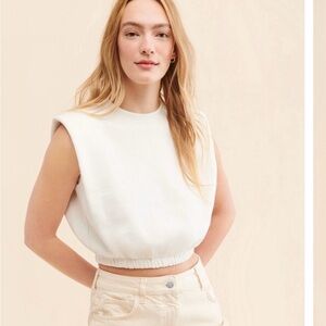 Free People Cream Sleeveless Crop Top